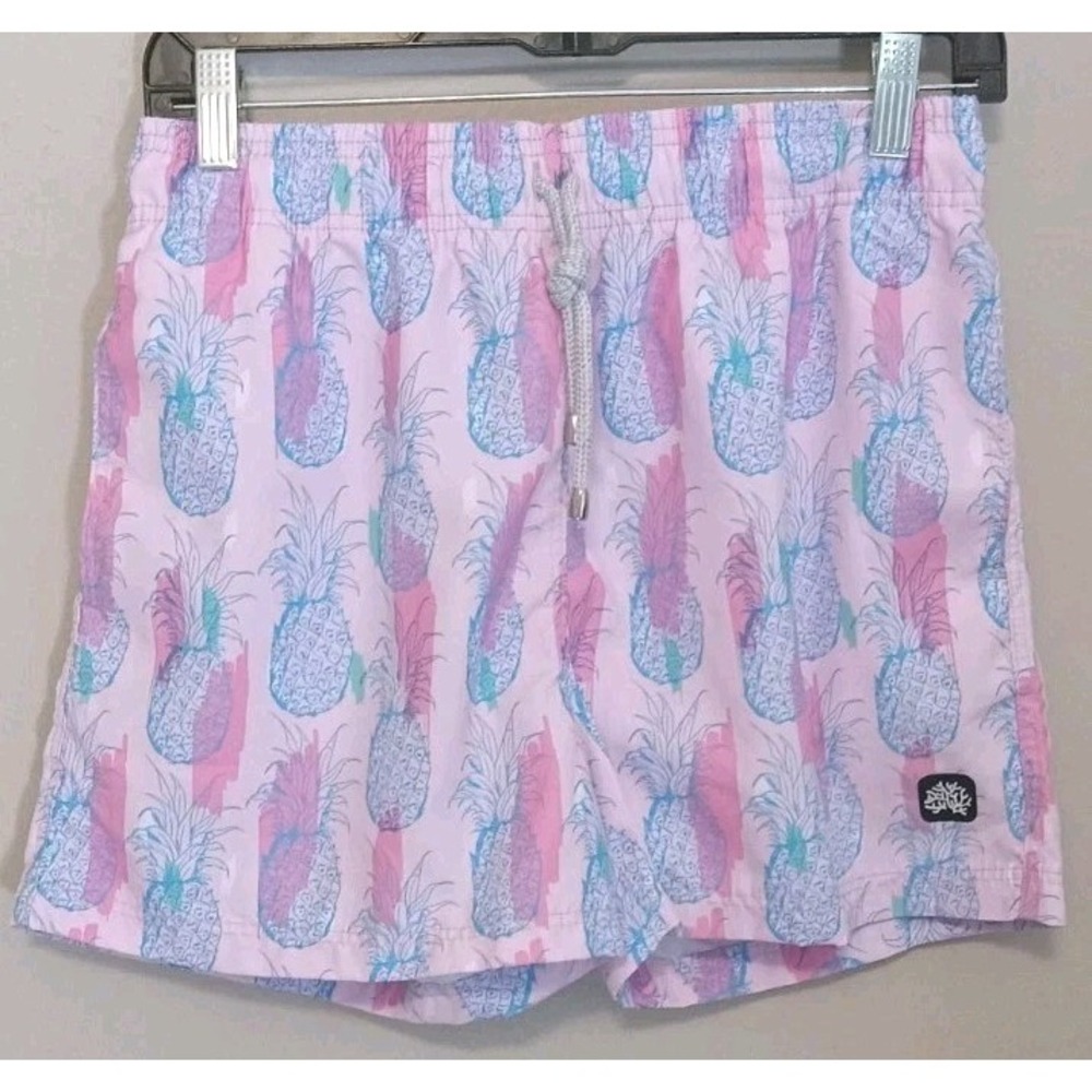 Arrecife Women Pineapple Pink Blue Green Drawstring‎ Swim Board Shorts Size S